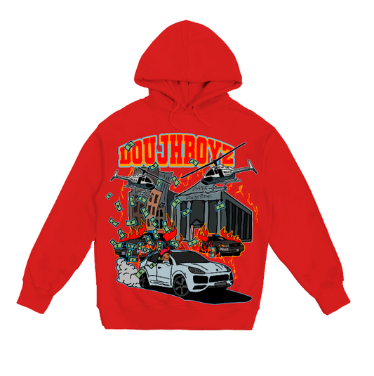 Red city on fire hoodie